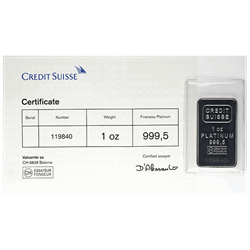 1 OZ PLATINUM BAR CREDIT SUISSE 