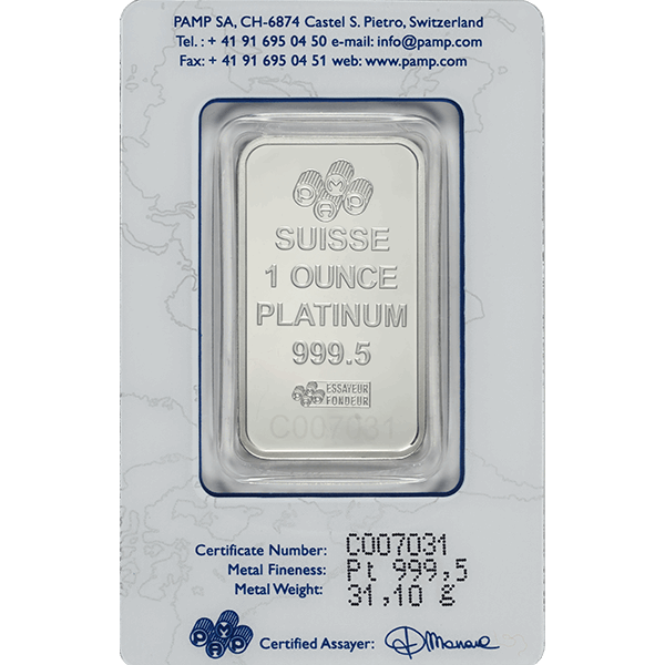 1 OZ PLATINUM BAR PAMP 