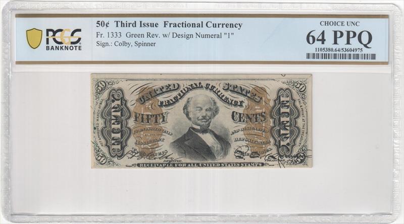 Fr. 1333 50 Cent Third Issue Fractional Currency PCGS  64 PPQ