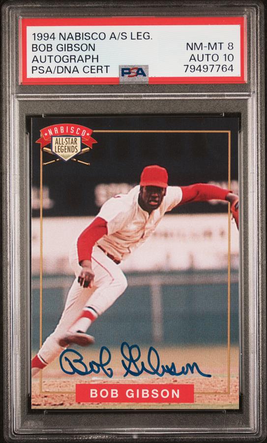 1994 NABISCO ALL-STAR LEGENDS AUTOGRAPH BOB GIBSON AUTOGRAPH # PSA NM-MT 8 Cert #79497764
