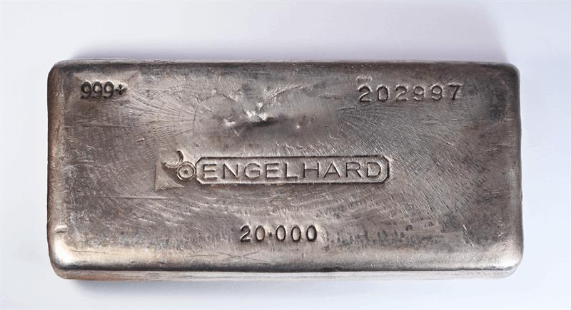 20 oz Engelhard Silver Bar 999+ Bull Logo #202997 