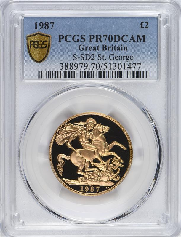 1987 2 Pound Gold Proof Great Britain S-SD2 St. George PCGS PR70DCAM 