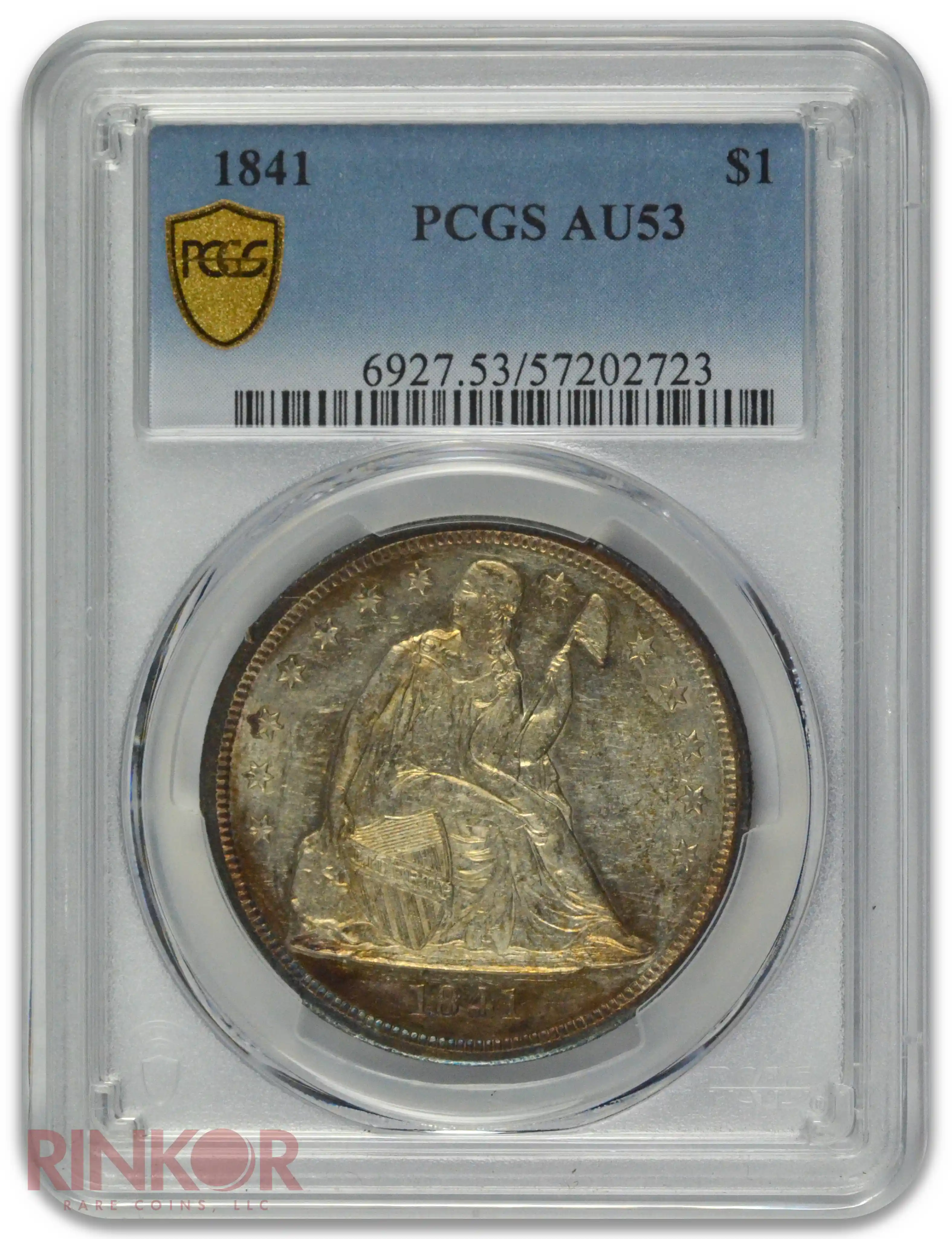 1841 $1 Seated Dollar PCGS AU-53