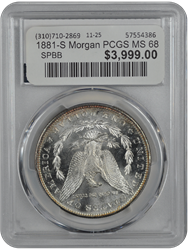 1881-S Morgan PCGS MS 68