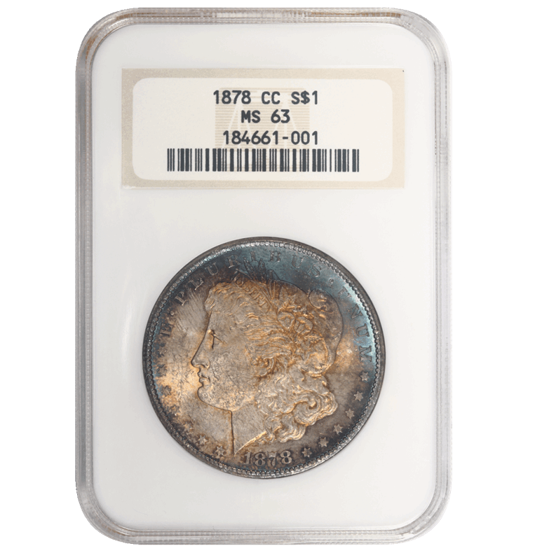 1878-CC Morgan Silver Dollar $1 NGC MS 63 Dark Blue Toning