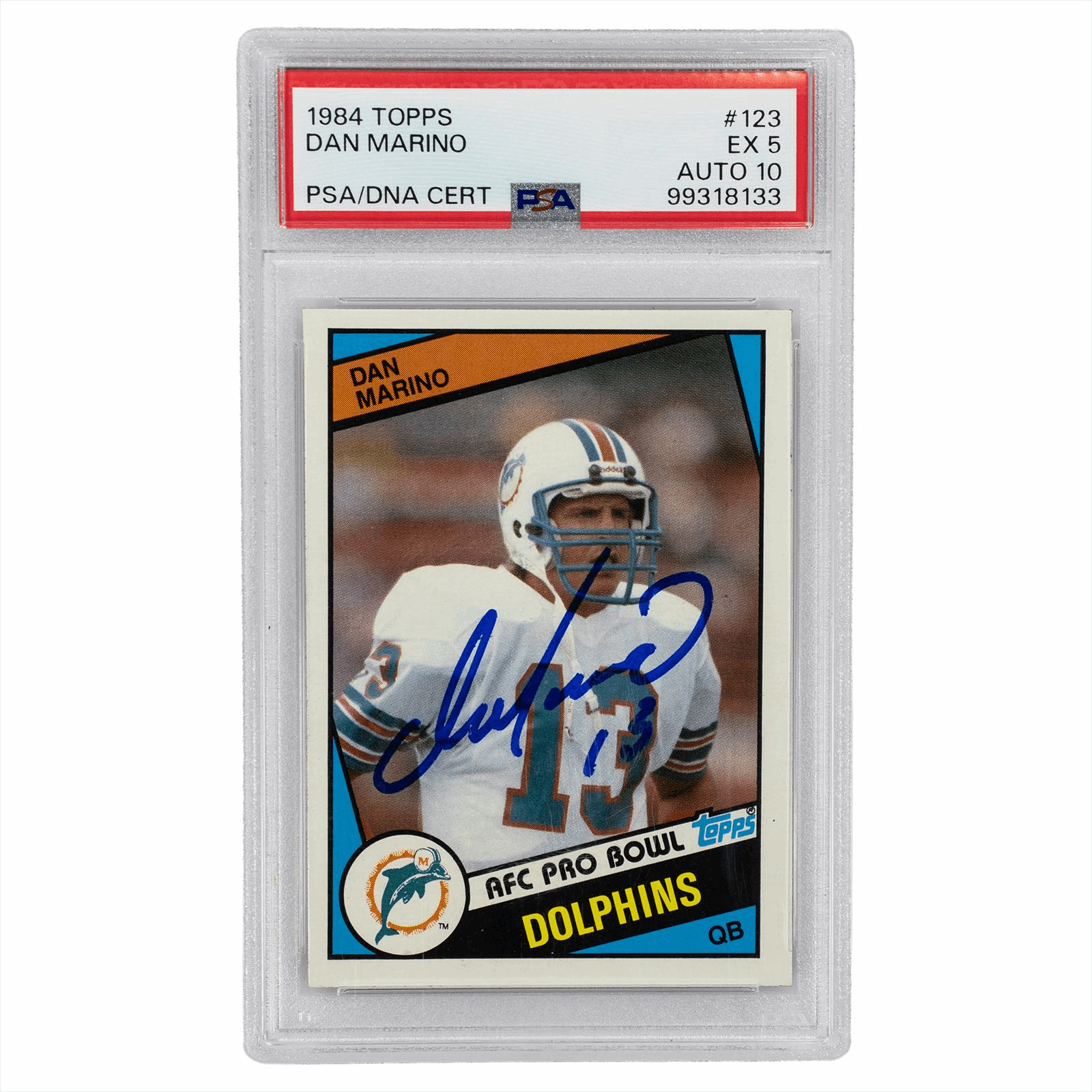 1984 Topps Dan Marino #123 PSA EX 5 AUTO 10 Cert #99318133