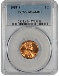 1955-S Lincoln PCGS RD 66