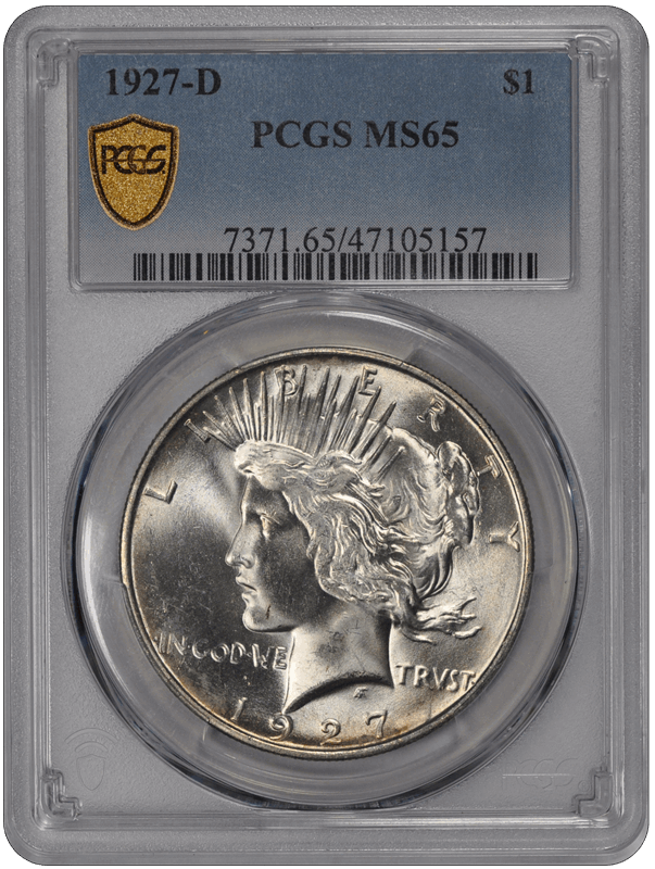 1927-D $1 Peace Dollar PCGS  #3586-1 MS65