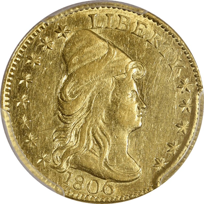 1806/4  Capped Bust Right $2.5 Gold Quarter Eagle, PCGS AU-58 - 8x5 Stars, BD-1 Variety