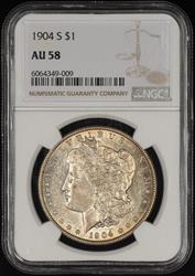 1904 S $1 NGC AU-58