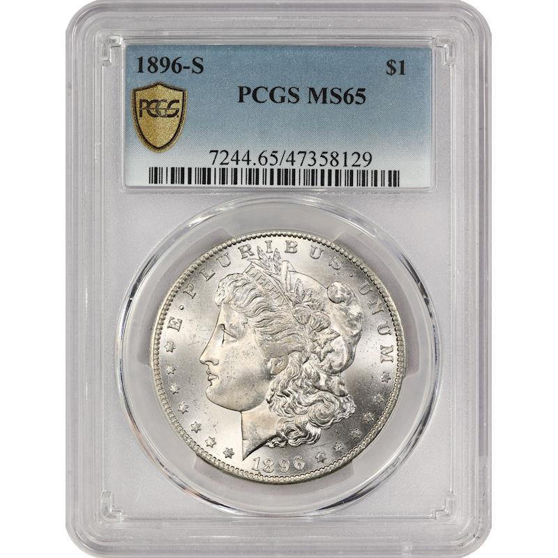 1896-S $1 Morgan Silver Dollar - PCGS  MS65 - Nice Original Coin - Rare Date!