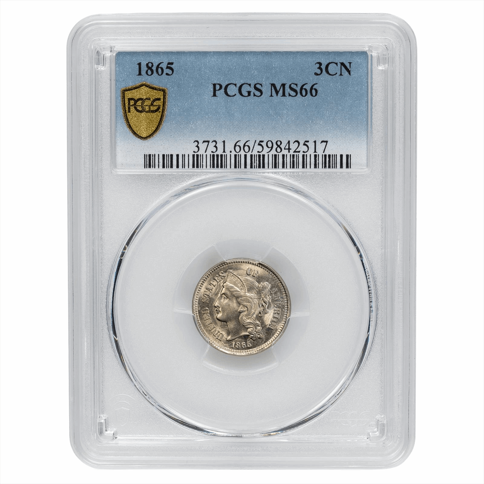 1865 Three Cent Nickel 3CN PCGS MS 66