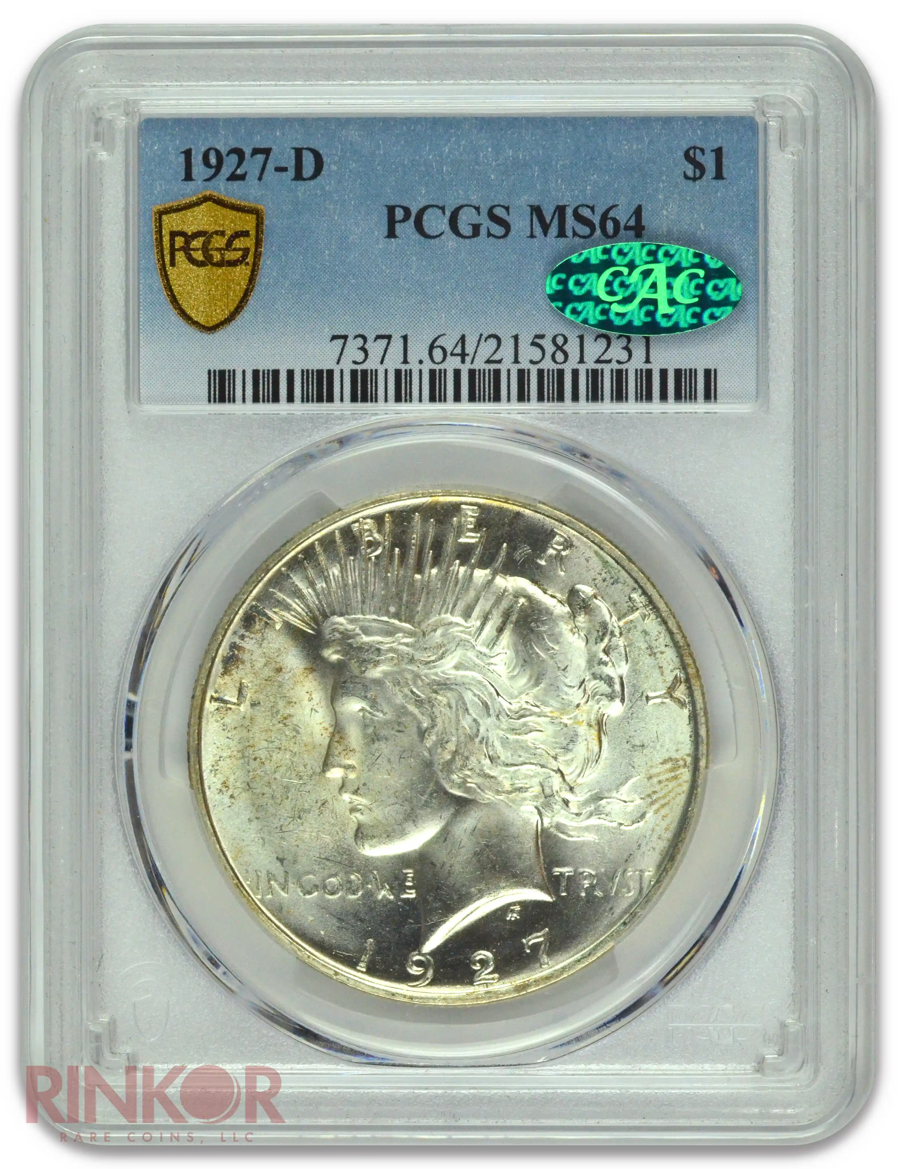 1927-D $1 Peace Dollar PCGS MS 64 CAC