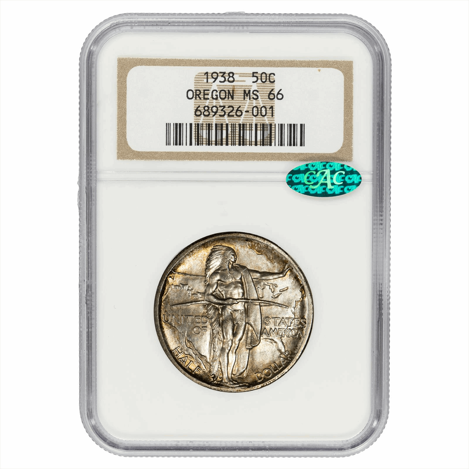 1938 Oregon Trail Commemorative Half Dollar 50C NGC MS 66 CAC
