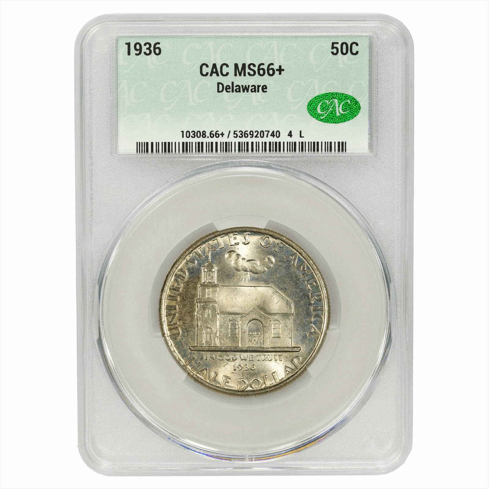 1936 50C Norfolk Half Dollar  CAC 66+