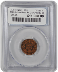 1889 Indian Head PCGS CAC RD 66
