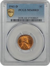 1941-D Lincoln PCGS RD 68