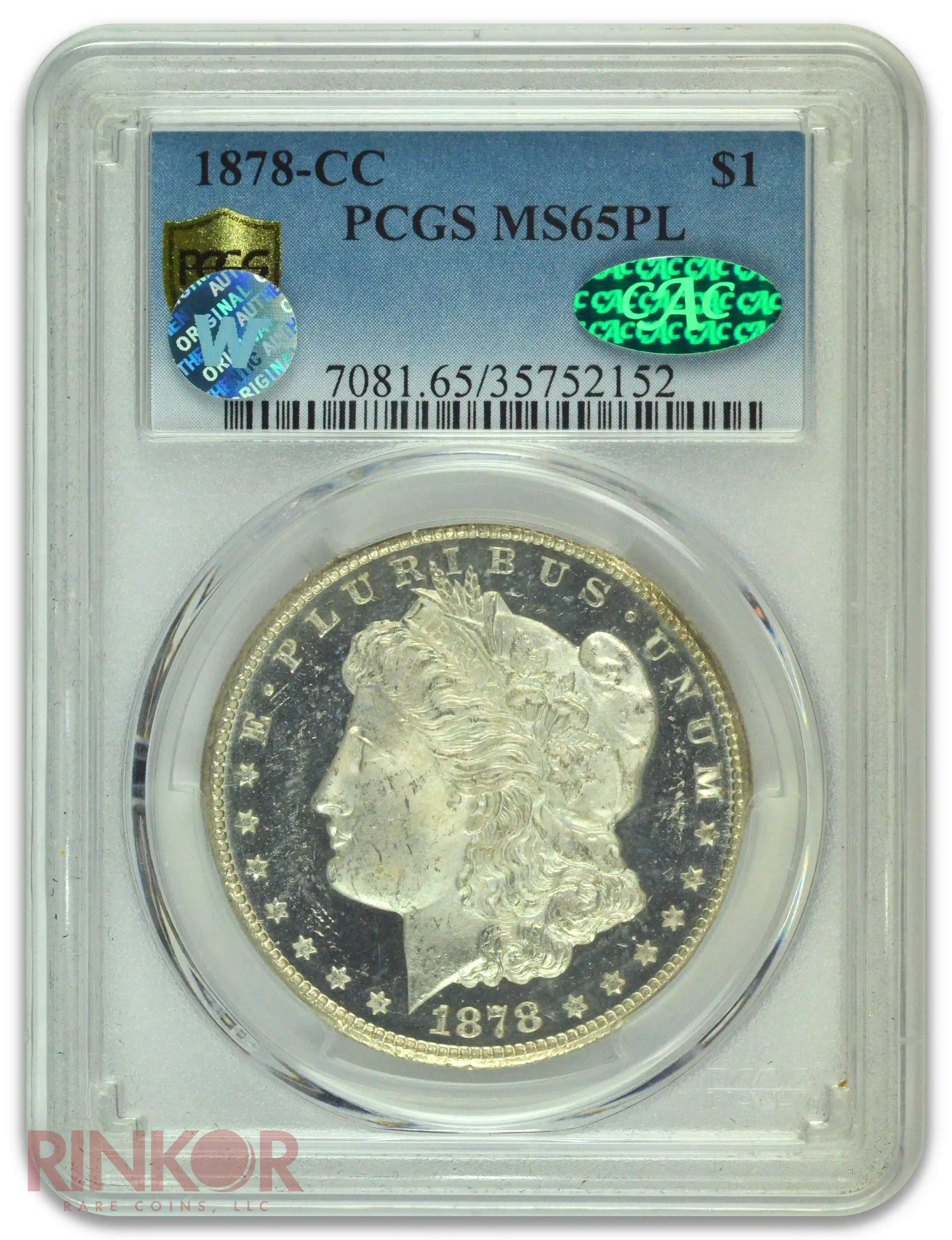 1878-CC $1 Morgan Dollar PCGS MS 65 PL CAC
