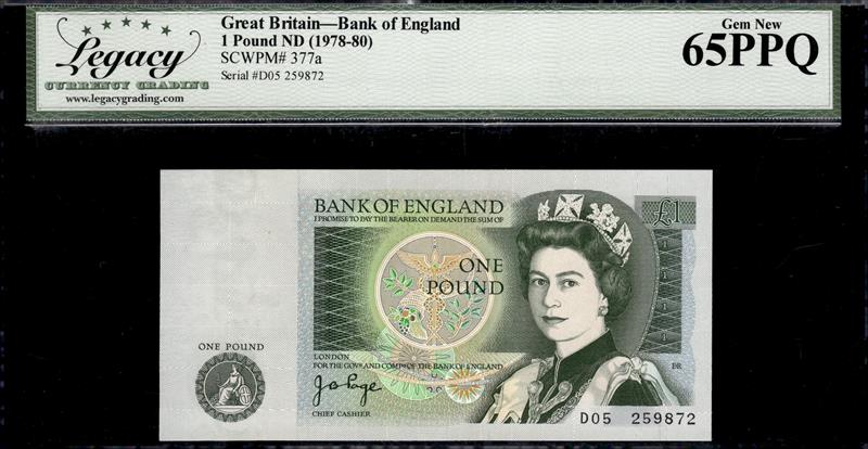 GREAT BRITAIN BANK OF ENGLAND 1 POUND ND 1978-80 GEM NEW 65PPQ 
