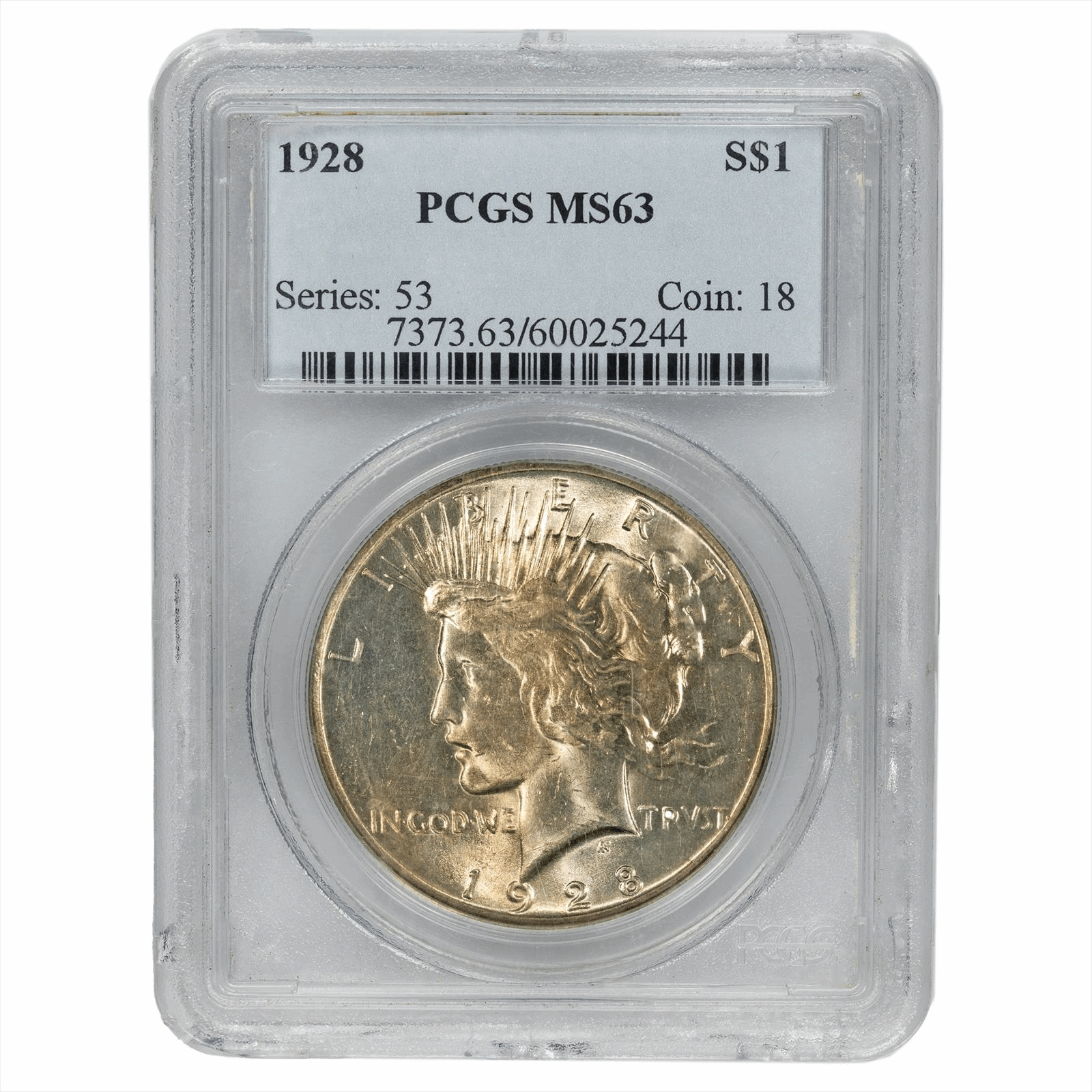 1928 Silver Peace Dollar S$1 PCGS MS 63