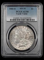 1886-O $1 VAM 7 O/O Hot 50 PCGS AU-50
