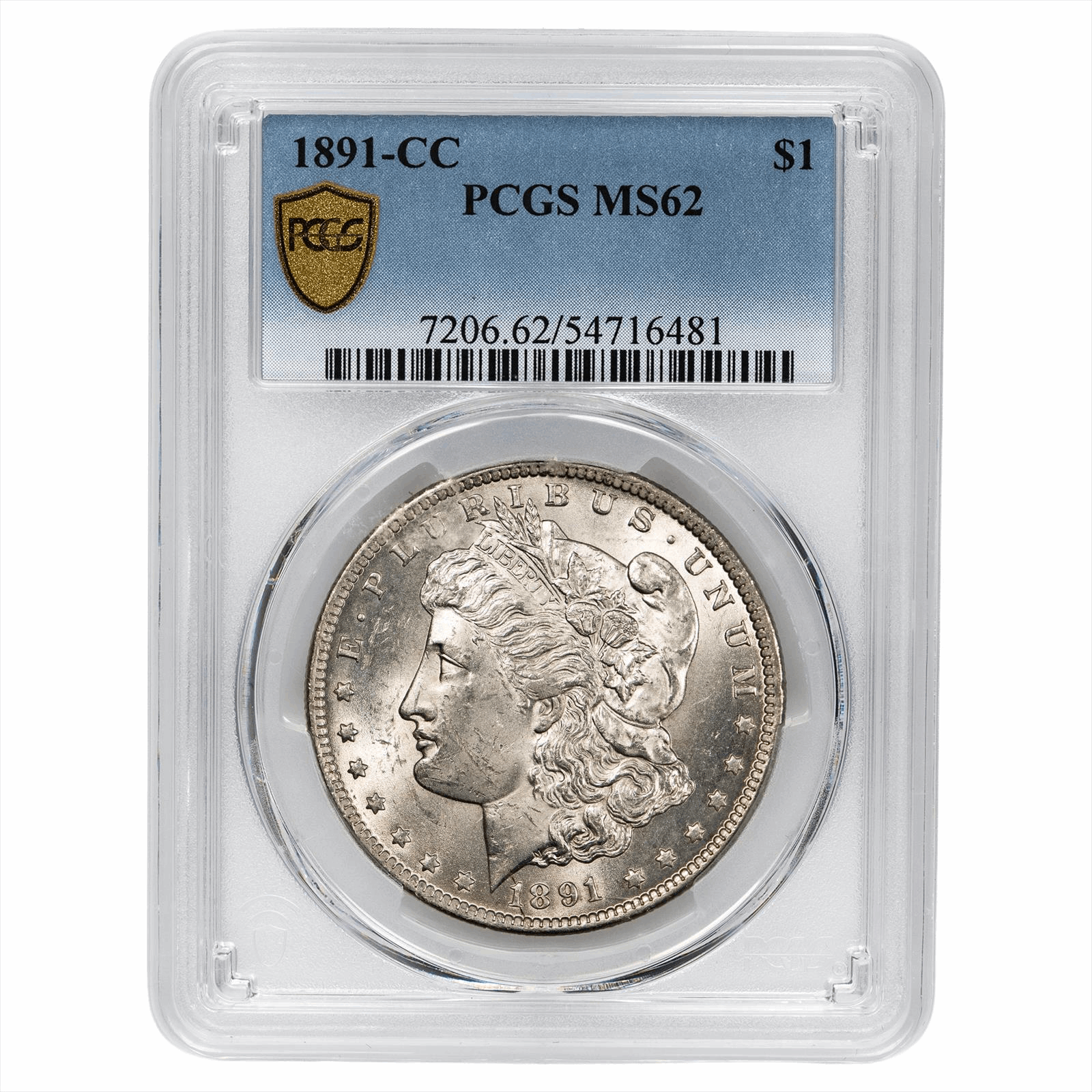 1891-CC Morgan Silver Dollar $1 PCGS MS 62