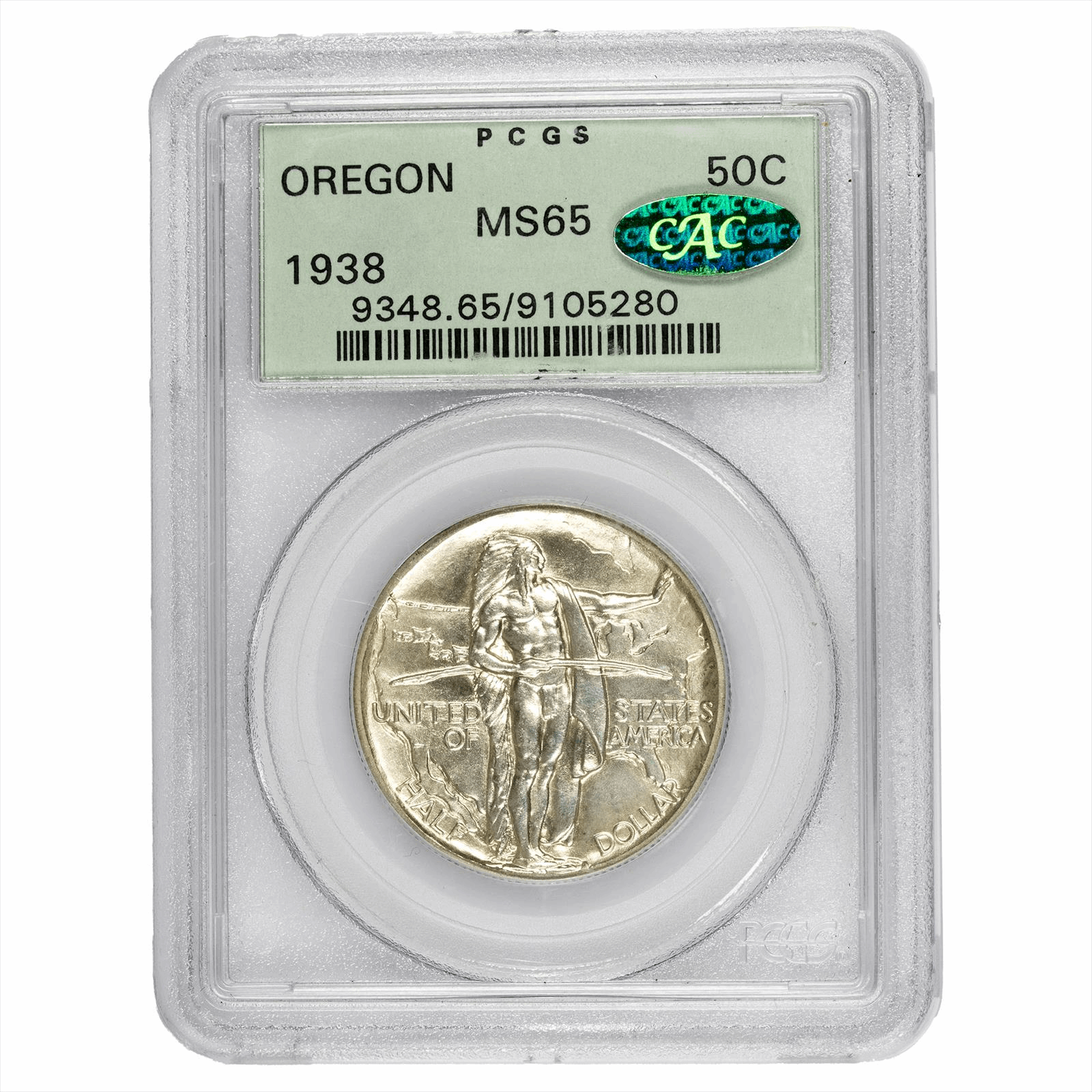 1938 Oregon Commemorative Half Dollar 50C PCGS MS 65 CAC