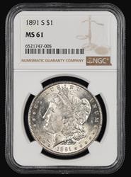 1891 S $1 NGC MS61 MS61