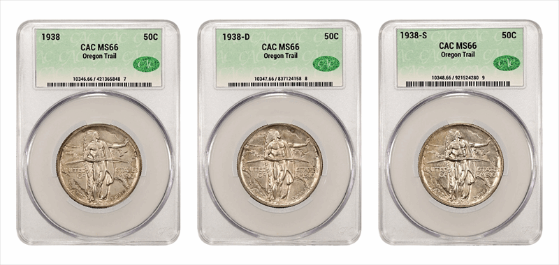 1938 PDS Oregon Half Dollar Set CACG MS66 