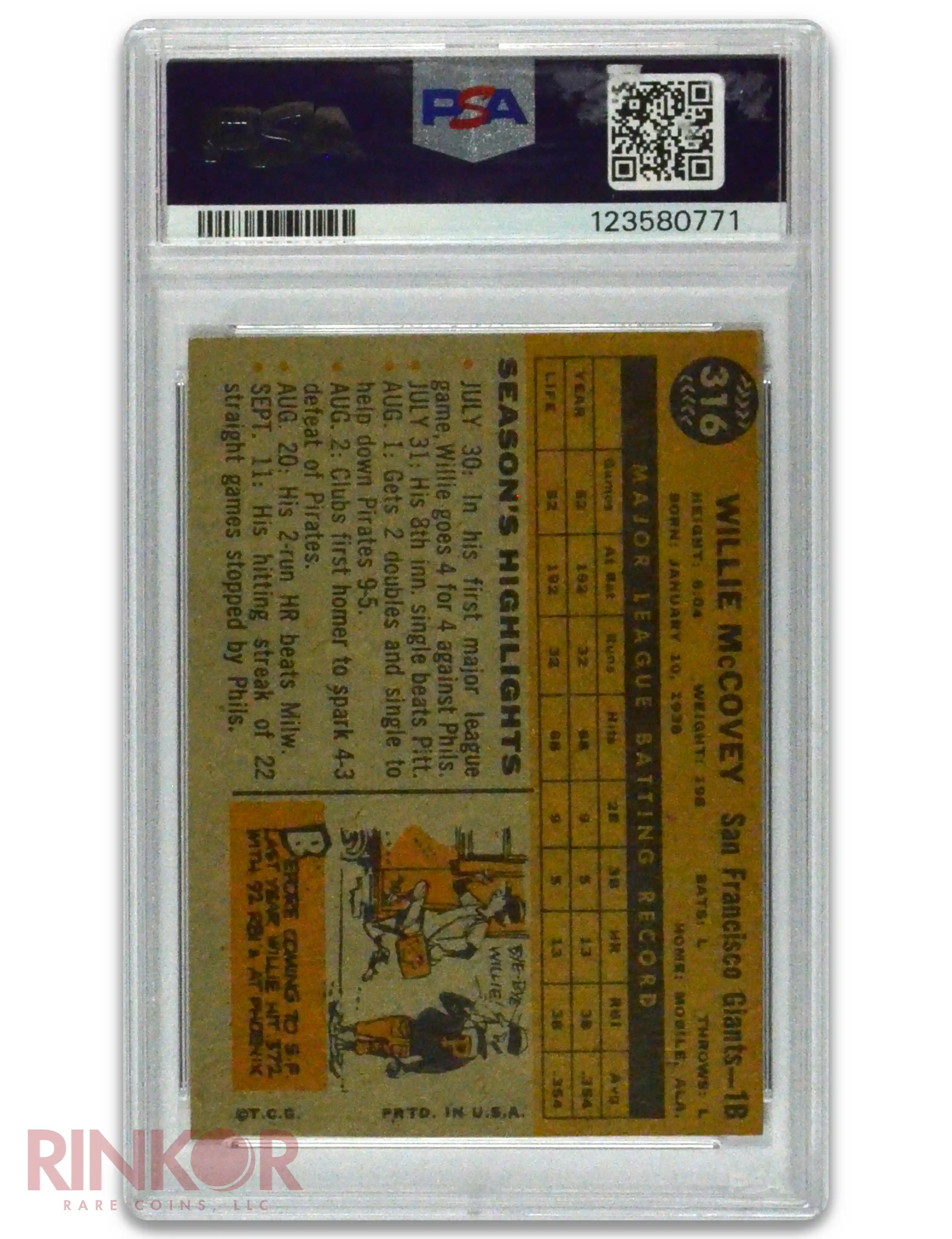 1960 Topps Willie McCovey All-Star Rookie #316 PSA VG-EX 4