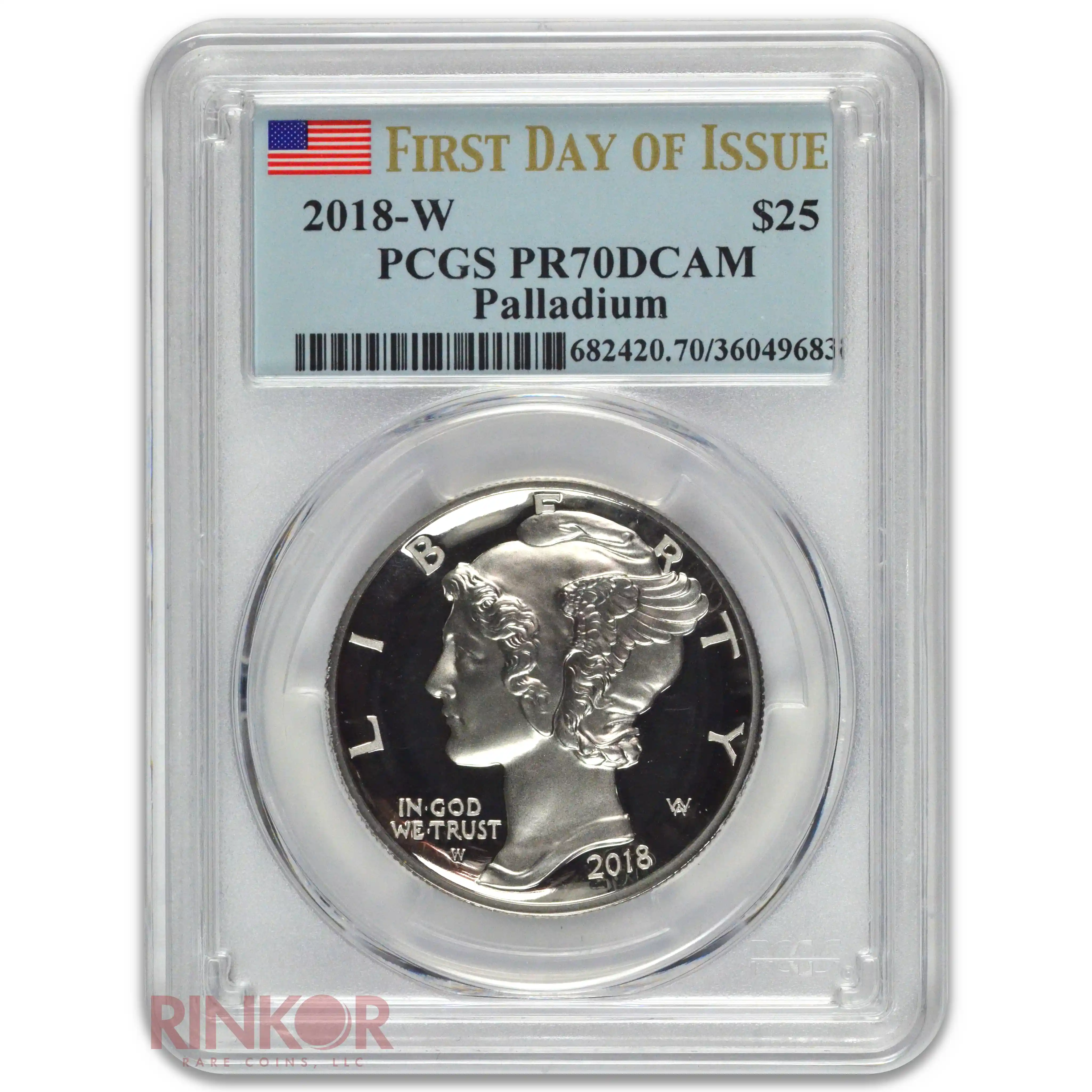 2018-W High Relief 1oz American Palladium Eagle First Day of Issue PCGS PR 70