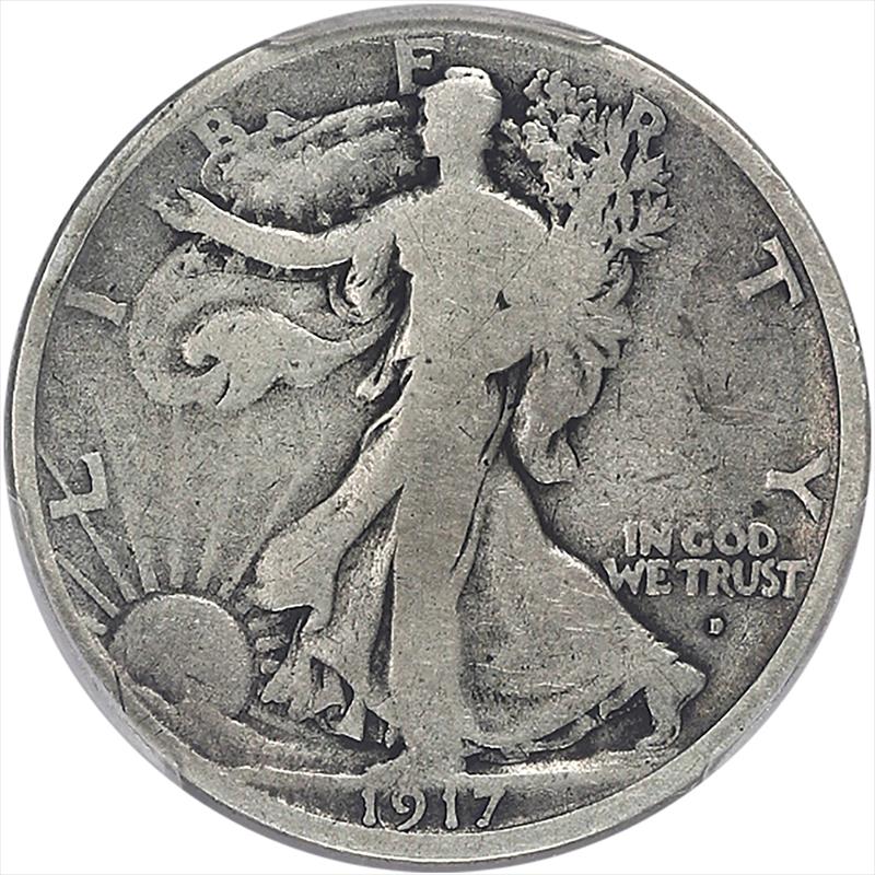 1917-D Walking Liberty Half Dollar 50C PCGS G06 Obverse - Nice Original Coin