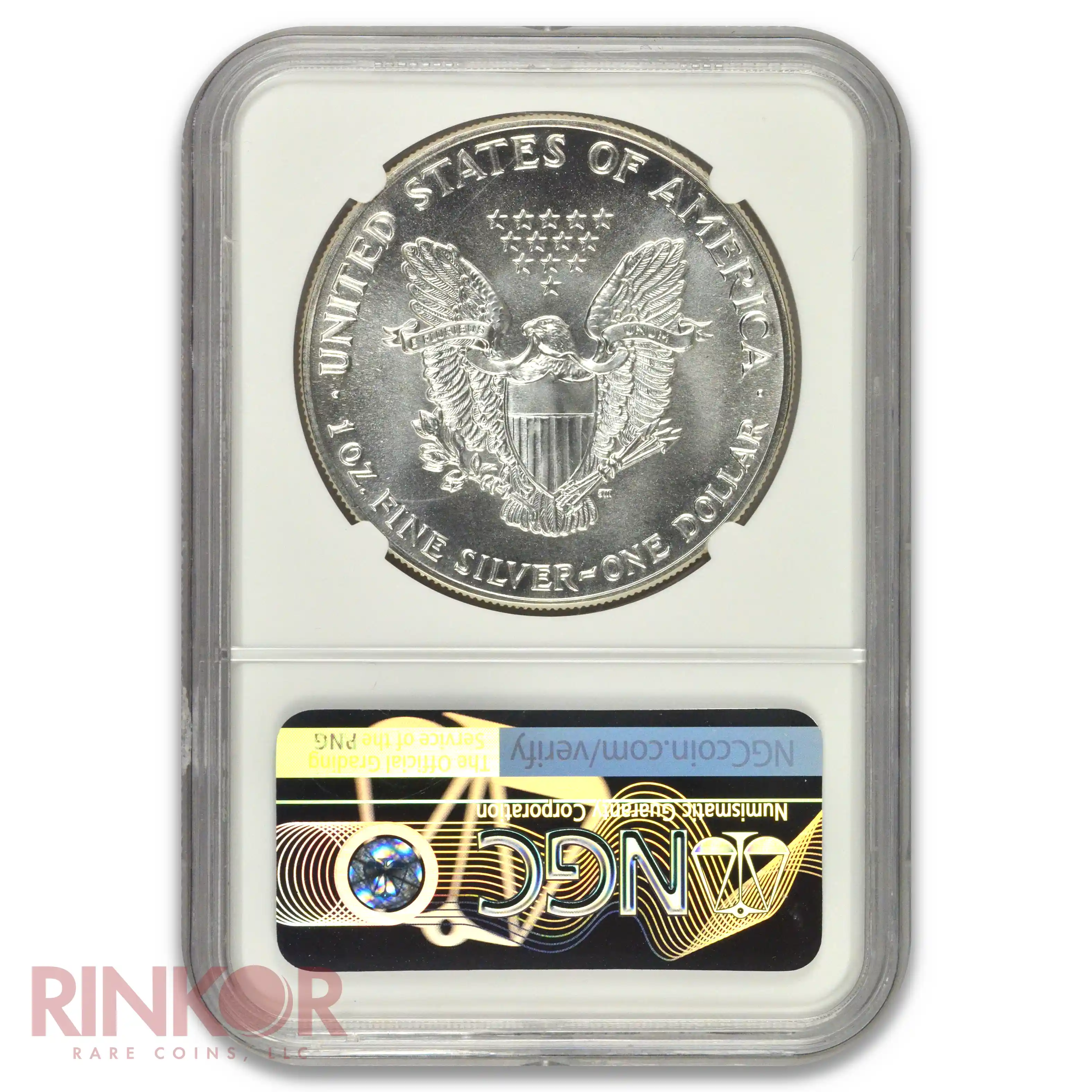 1987 1oz American Silver Eagle Mercanti Signature NGC MS 70