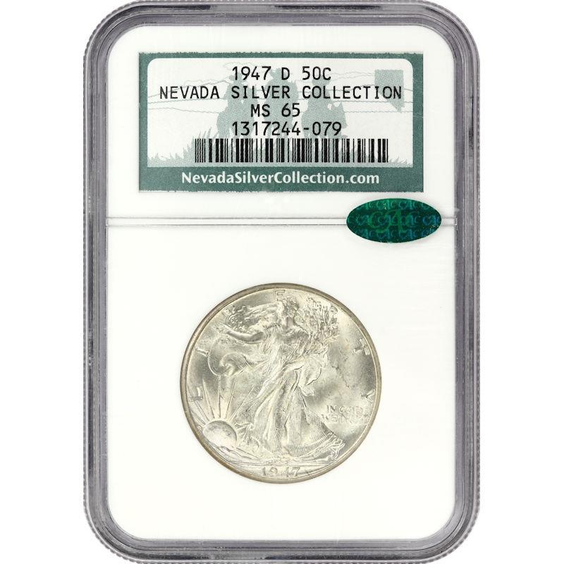 1947-D Walking Liberty Half Dollar 50c - NGC MS65 CAC - Nevada Silver Collection