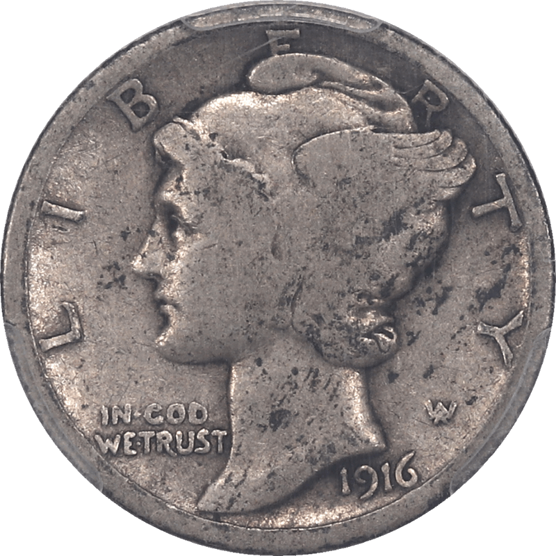 1916-D Mercury Dime 10c PCGS VG08 - Original Coin