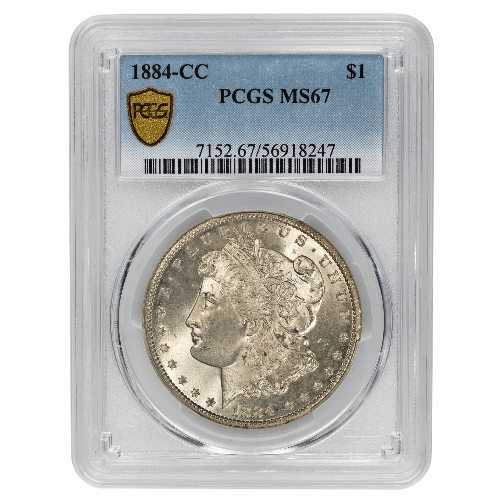 1884 CC Morgan Silver Dollar $1, PCGS MS 67 - Nice White Coin