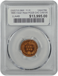 1895 Indian Head PCGS CAC CAM 66