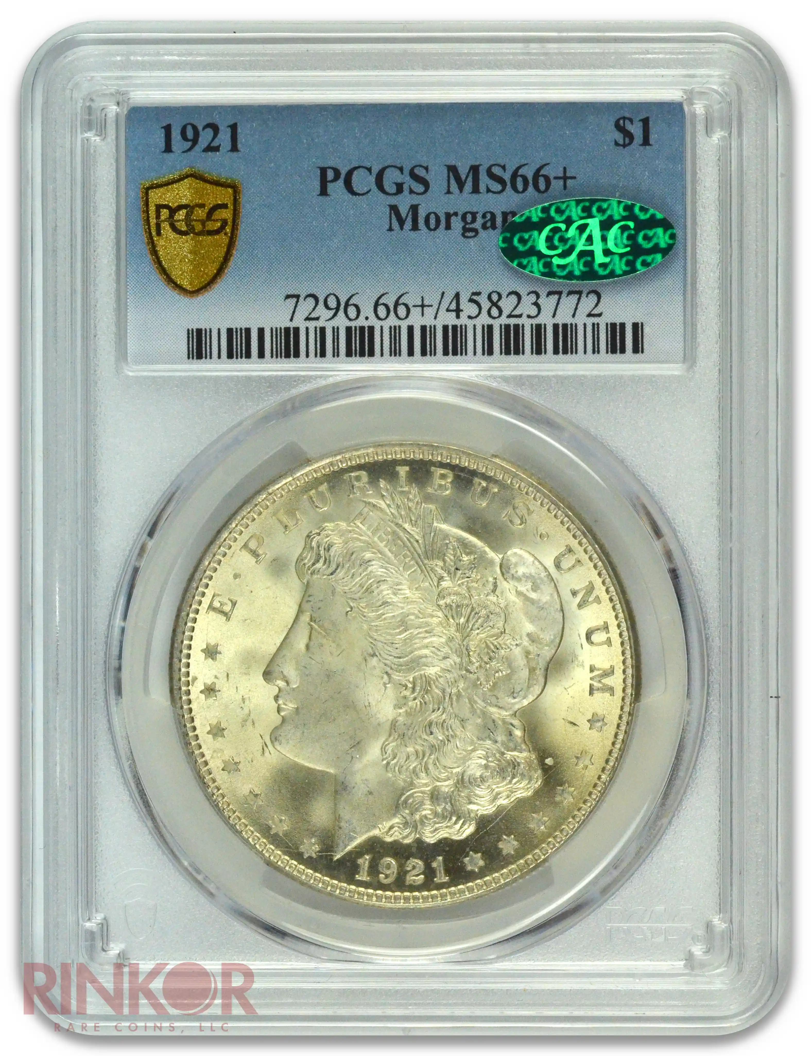 1921 $1 Morgan Dollar PCGS MS 66+ CAC