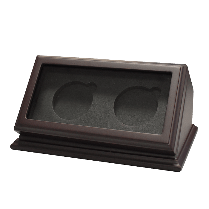 Angular Wood Glass-Top Box For 2L Leatherette Insert Coin Display 