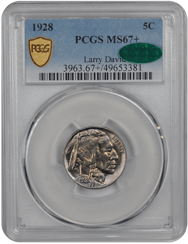 1928 5C Buffalo Nickel PCGS CAC  #3680-1 MS67+