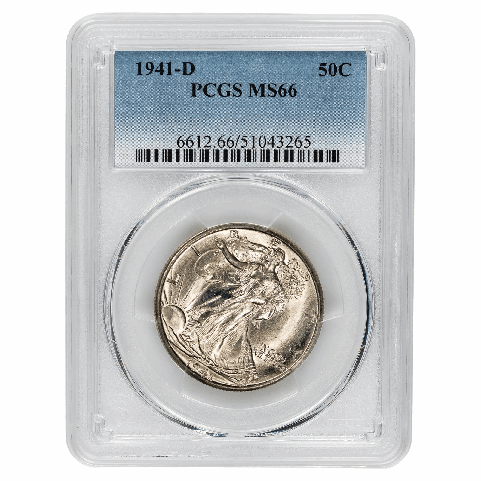 1941-D Walking Liberty Half Dollar 50C PCGS MS 66