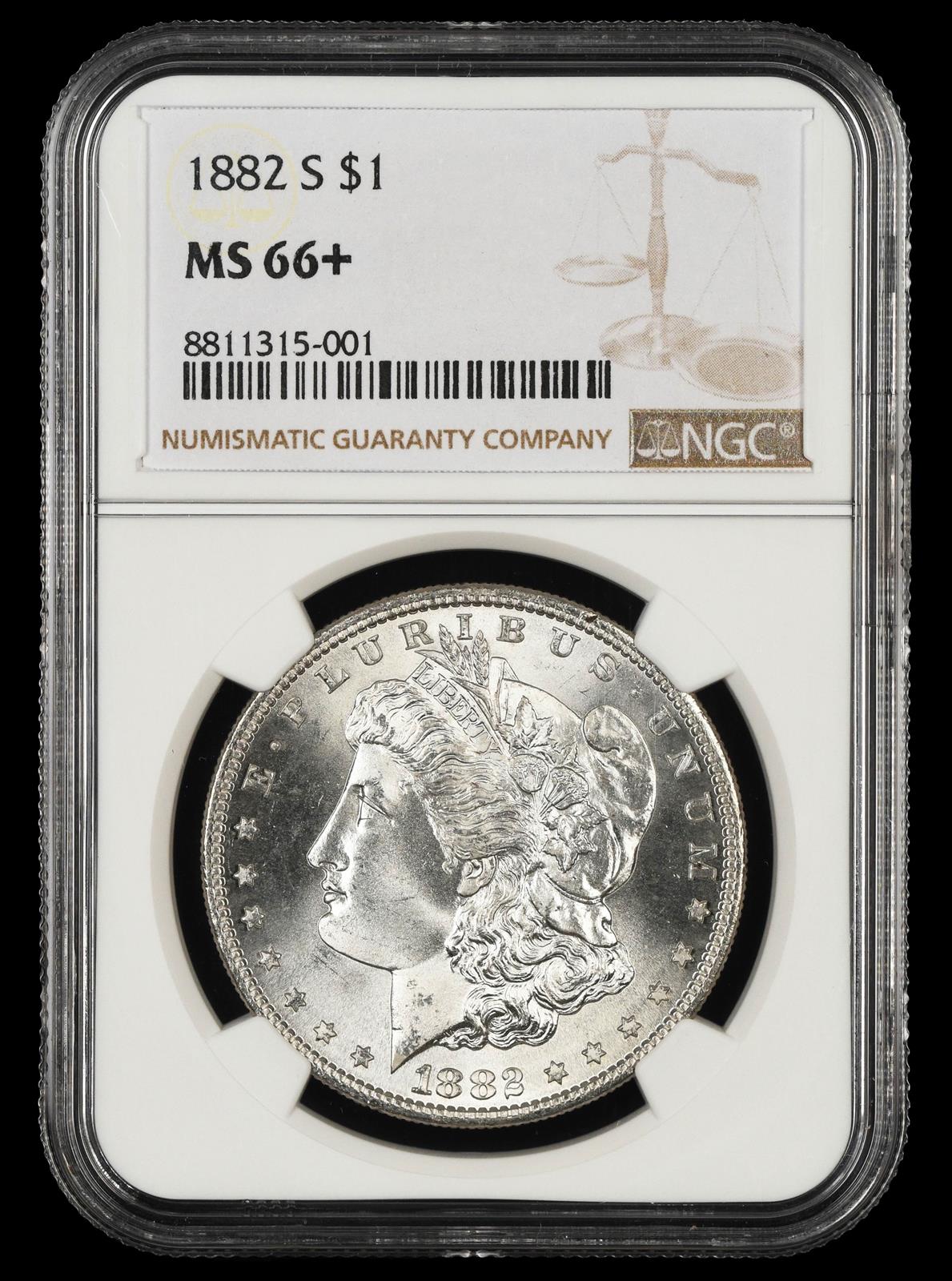 1882 S $1 NGC MS 66 +