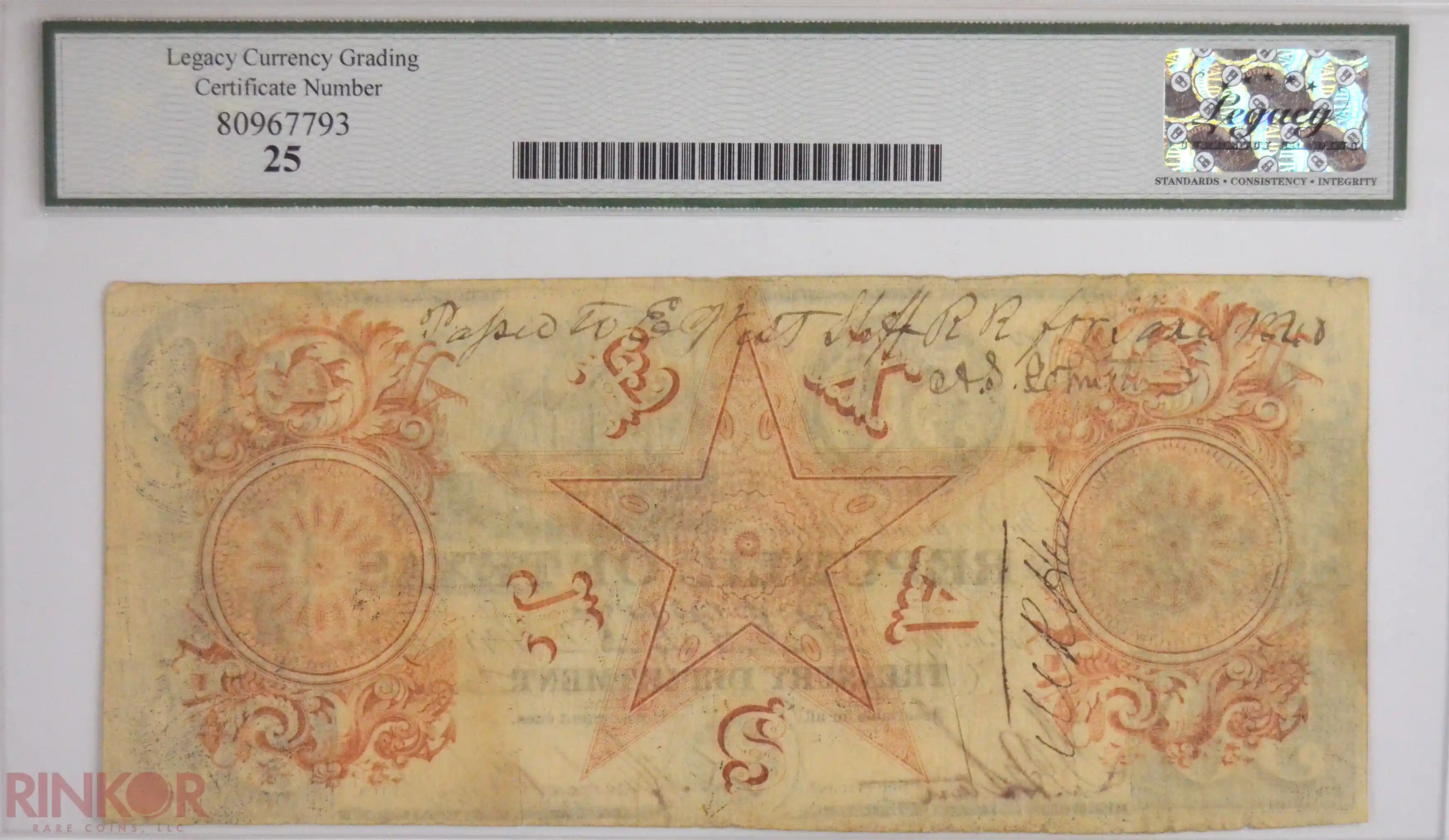 1840 $50 Cr. A7 Republic of Texas Cross-Cut Cancelled LCG VF-25