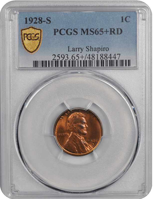 1928-S Lincoln PCGS  MS RD 65+