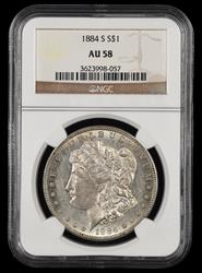 1884 S $1 NGC  AU58