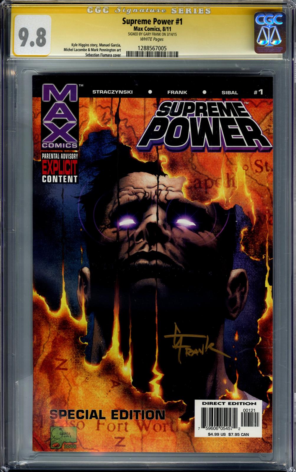 Supreme Power #1 Max Comics 8/11 Signed by Gary Frank CGC Signature Series 9.8