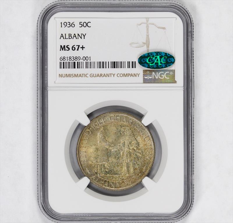 1936 50c Albany Classic Commemorative - NGC MS67+ CAC - Toned