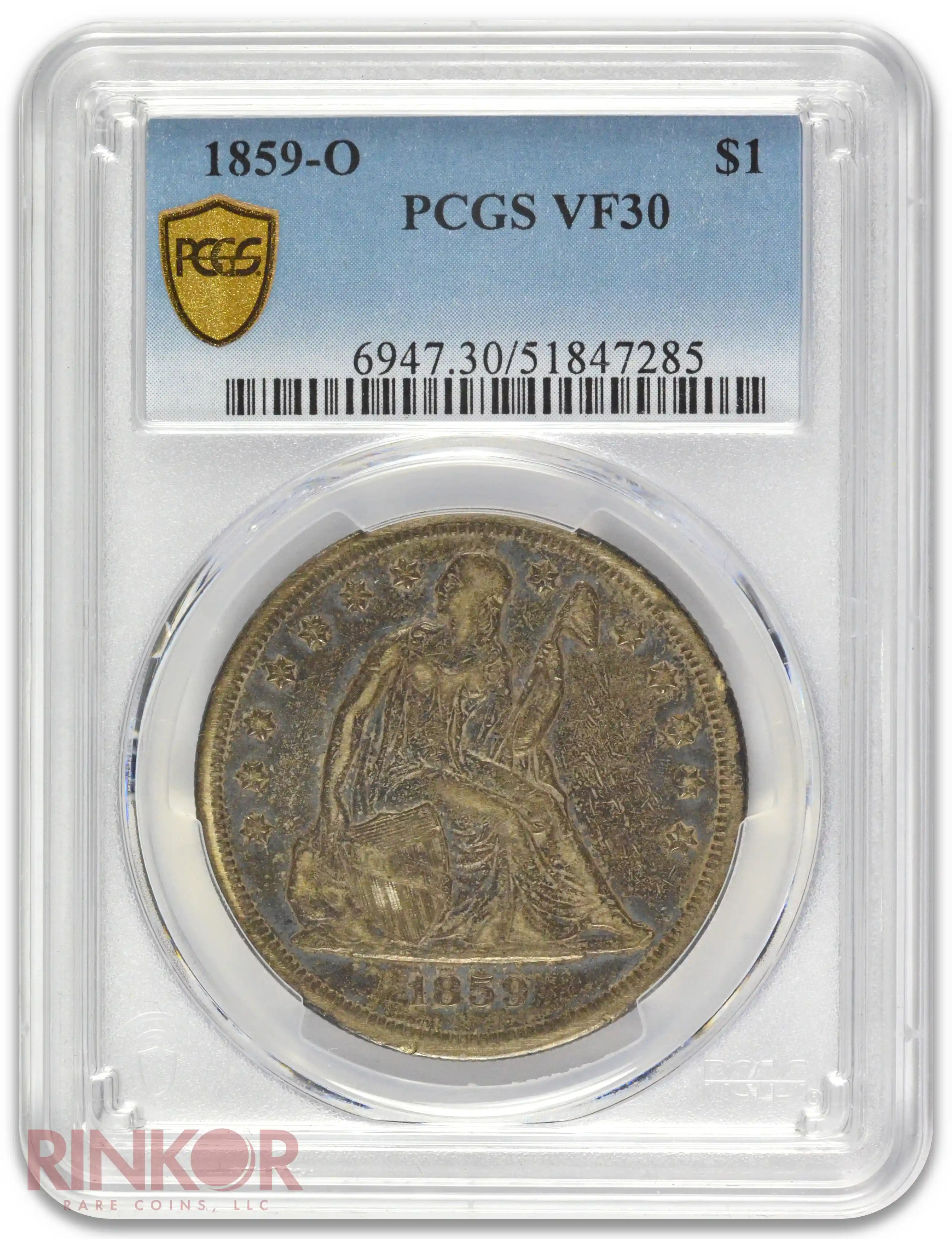 1859-O $1 PCGS VF-30