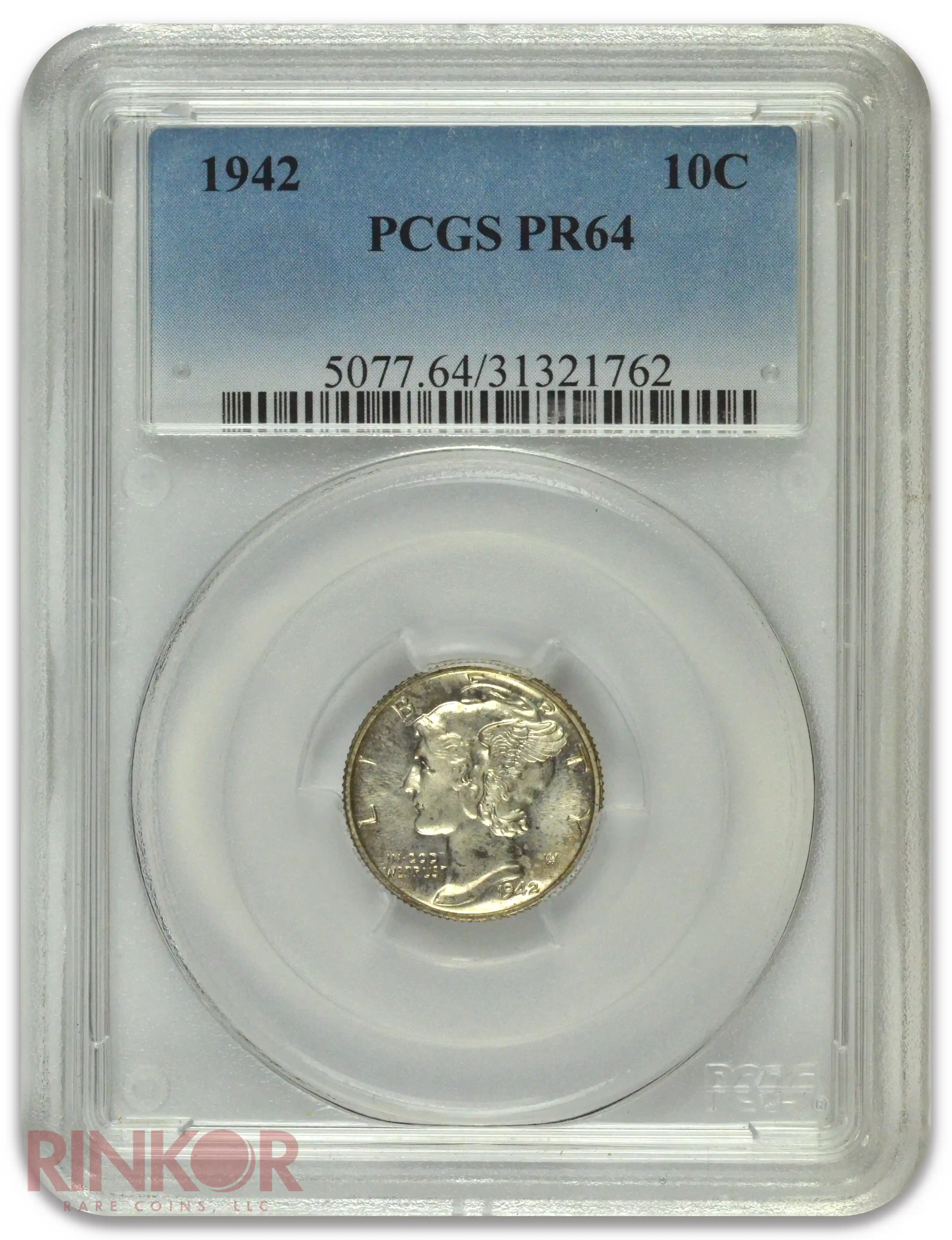 1942 Mercury Dime PCGS PR 64