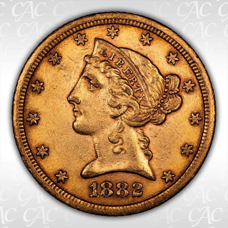 1882-CC $5 CACG AU 58 